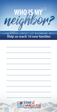 School of Evangelism Reach the Lost - Who Is My Neighbor (Pack of 10) Info-Cards or Oversize Bookmarks - Glad Tidings Publishing