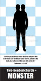 Back to the Bible Church Example - Double-Headed or Double-Bodied = Monster (Pack of 10) Info-Cards or Oversize Bookmarks - Glad Tidings Publishing