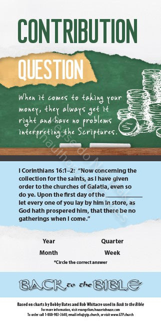 Back to the Bible Communion and Contribution Charts (Pack of 10) Info-