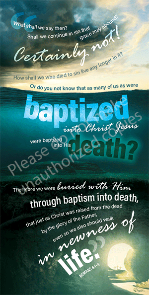 The Importance of Baptism Romans 6:1-4 (Pack of 10) Info-Cards or Oversize Bookmarks - Glad Tidings Publishing