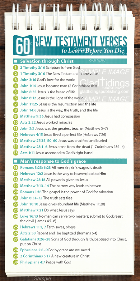 60 New Testament Verses to Learn Before You Die (Pack of 10) - Glad Tidings Publishing