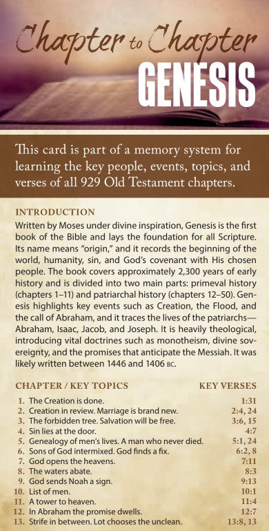 Chapter to Chapter - Genesis  (Pack of 10) Info-Cards or Oversize Bookmarks - Glad Tidings Publishing