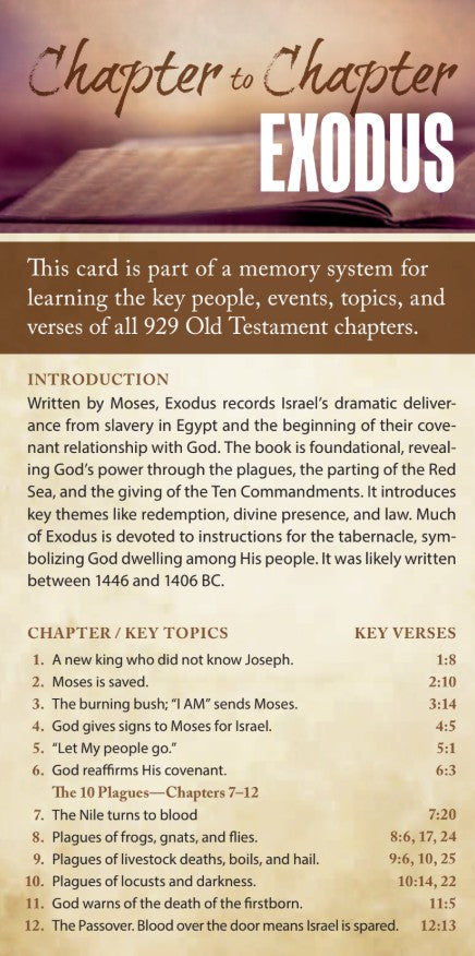 Chapter to Chapter - Exodus (Pack of 10) Info-Cards or Oversize Bookmarks - Glad Tidings Publishing