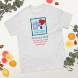 Unisex H2H Door Knocking 2026 Team T-Shirt in ash color, front view, casual classic style by Glad Tidings Publishing.