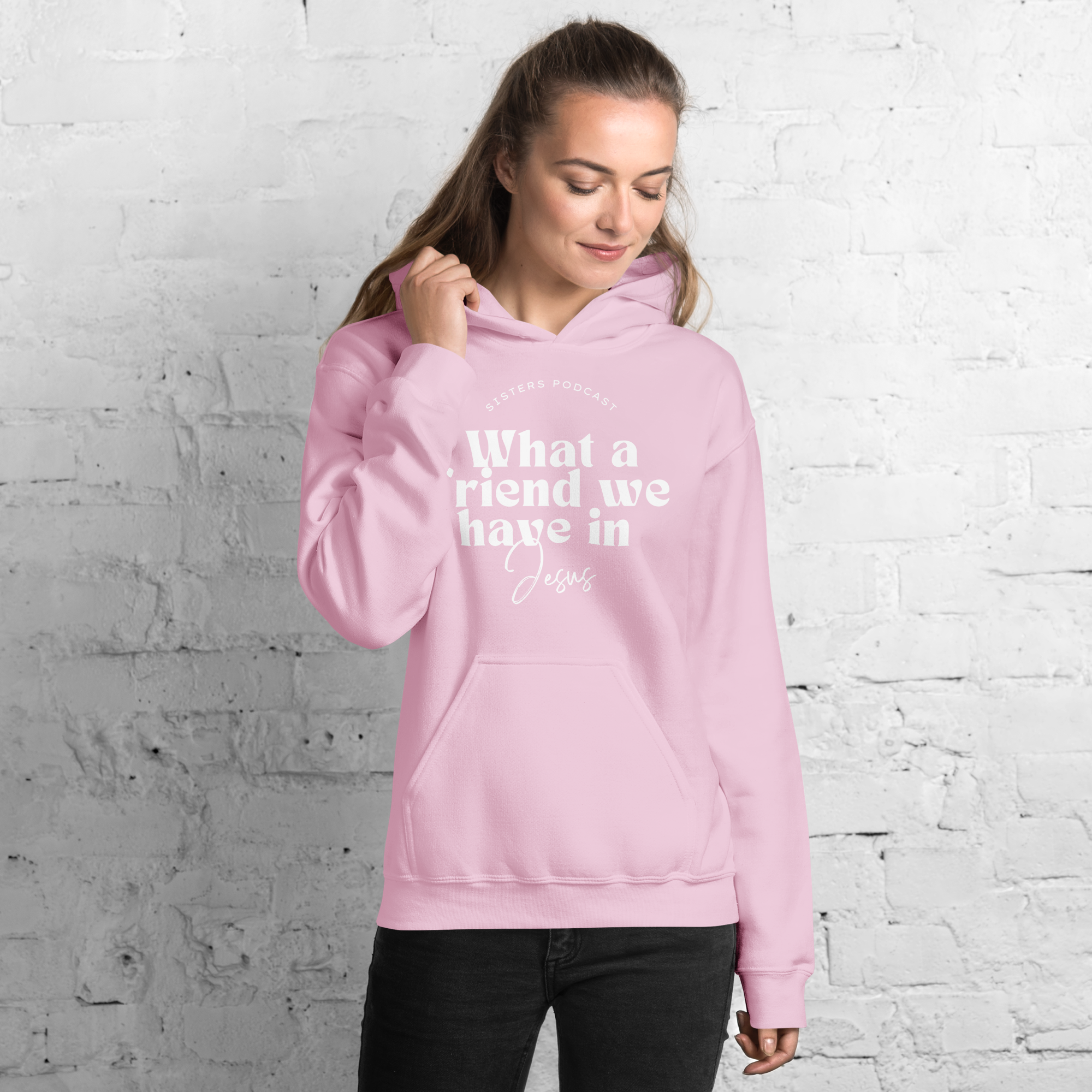 What a Friend We Have in Jesus - Pink Unisex Hoodie | Glad Tidings 