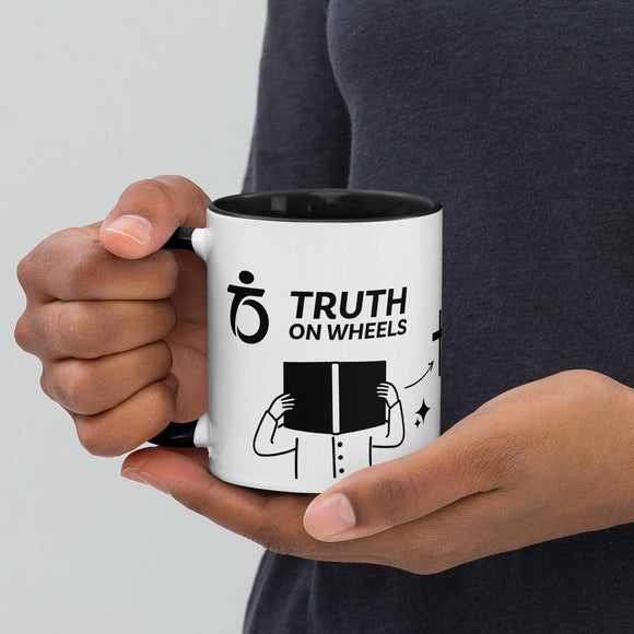 Truth on Wheels - Hear Believe be Baptized Graphic - GBN Mug with Color Inside - Glad Tidings Publishing