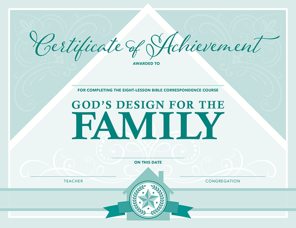 God's Design for the Family: Certificates of Completion (Pack of 10) - Glad Tidings Publishing
