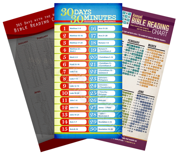 Bible Reading Chart Bundle: Three 10-Packs - Glad Tidings Publishing