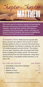 Chapter to Chapter - Matthew (Pack of 10) Info-Cards or Oversize Bookmarks - Glad Tidings Publishing