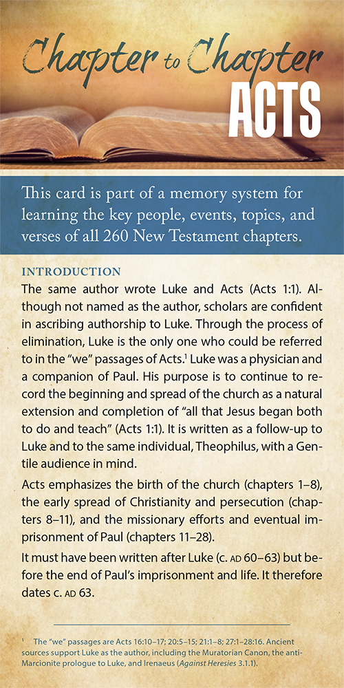 Chapter to Chapter - Acts (Pack of 10) Info-Cards or Oversize Bookmarks - Glad Tidings Publishing