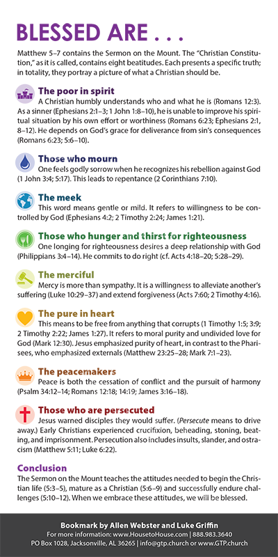 The Beatitudes (Pack of 10) Info-Cards or Oversize Bookmarks | Glad ...