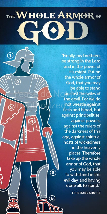 The Whole Armor of God (Pack of 10) Info-Card or Oversized Bookmark - Glad Tidings Publishing