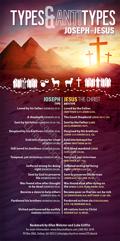 Types and Antitypes - Joseph and David as Types of Christ (Pack of 10) Info-Card or Oversized Bookmark - Glad Tidings Publishing
