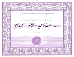 God's Plan of Salvation: Certificates of Completion (Pack of 10) - Glad Tidings Publishing